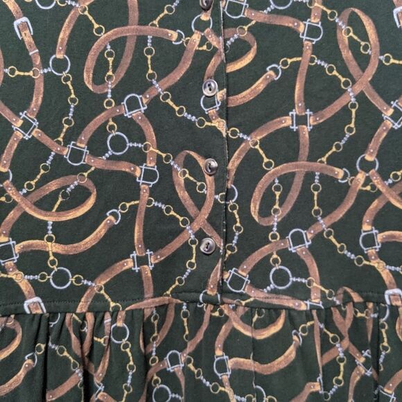 VINTAGE Jones New York Horsebit Chain Print Maxi Dress S - Picture 3 of 8